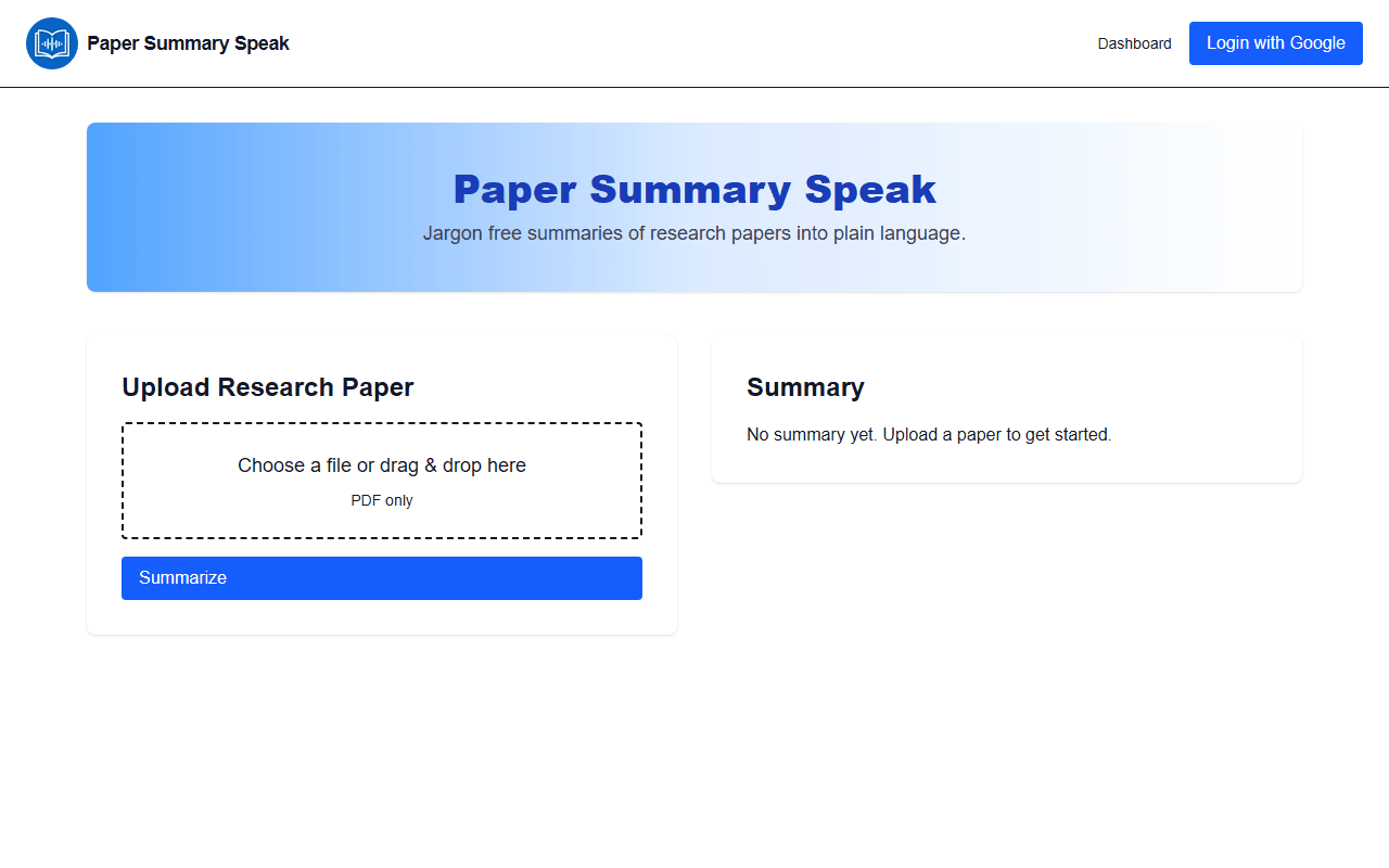 Screenshot of Paper Summary Speak
